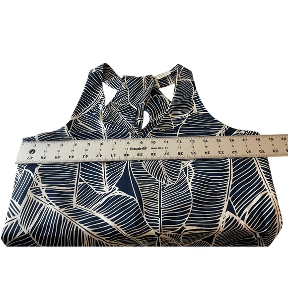 Beach Break Women's Medium Navy‎ Blue White Dress Tropical Sleeveless Racerback - Picture 4 of 12